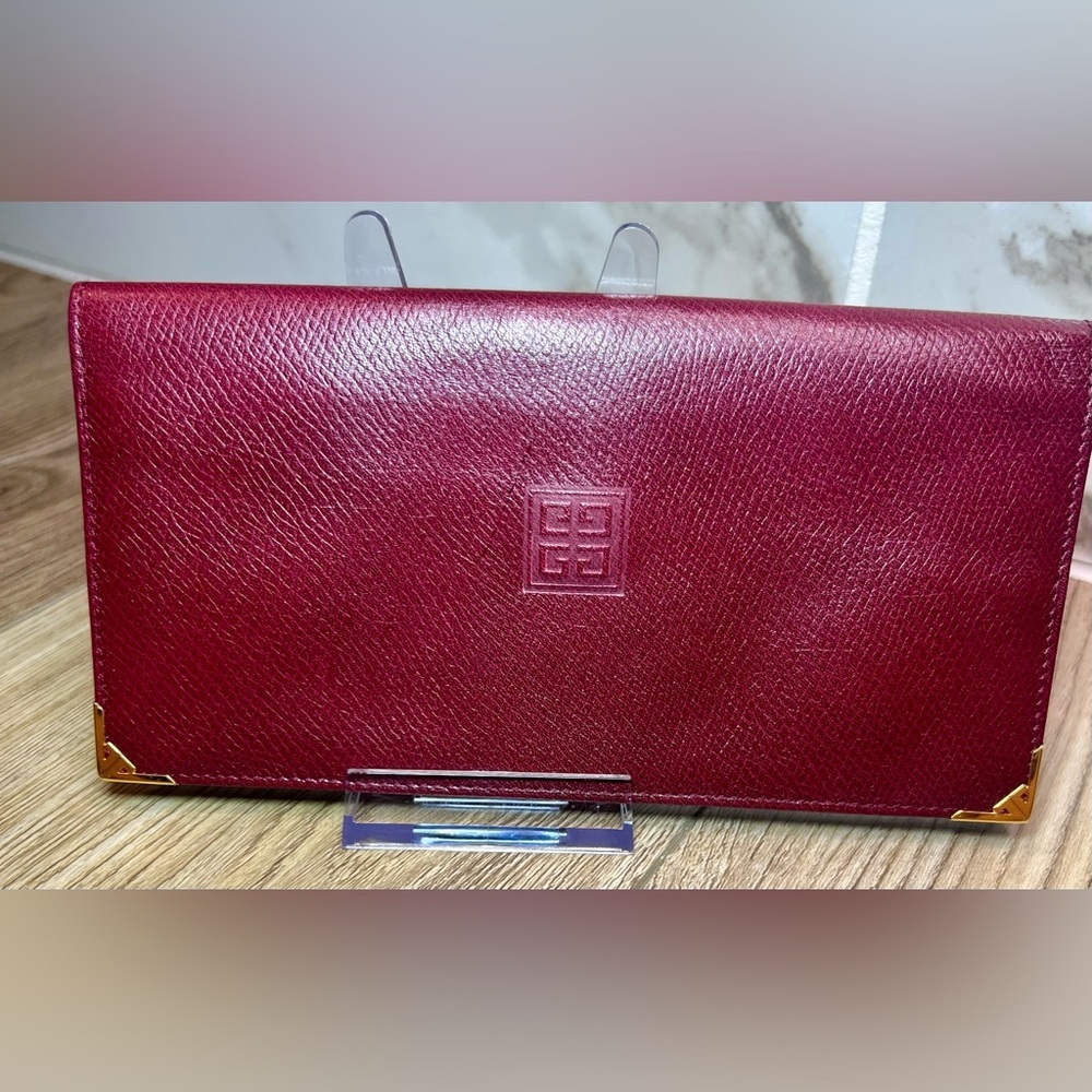Givenchy Burgundy Bordeaux Leather Long Wallet